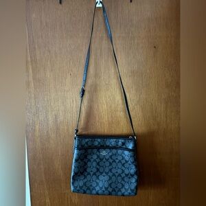 Coach Signature Black and Gray Crossbody Bag